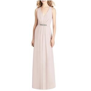 JENNY PACKHAM Blush Pink Floor Length Chiffon Gown